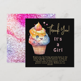 Remerciements Crème glacée C'est une fille Carte de remerciement