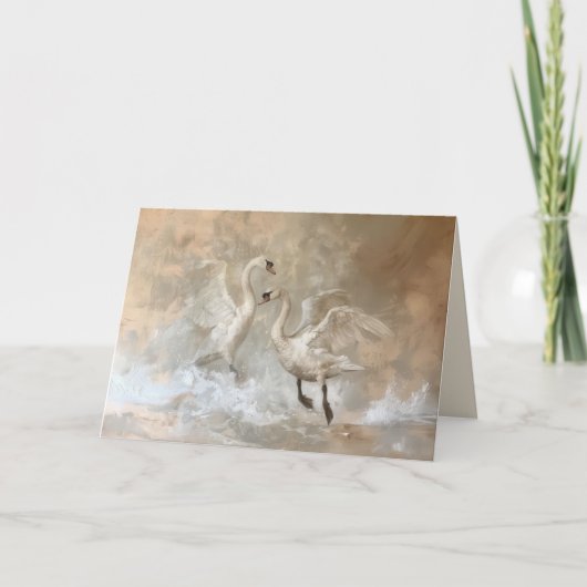 Remerciements Cygnes - Carte de vœux pliée (Devant)