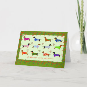 Remerciements Dachshunds en manteaux de Noël carte de Noël