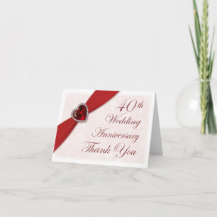 Remerciements Damask 40e anniversaire Mariage Carte de remerciem
