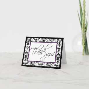 Remerciements Damassé noire et blanche avec le carte de