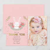 Remerciements De l'or de rose de fille d'anniversaire de carte (Devant / Derrière)