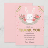 Remerciements De l'or de rose de fille d'anniversaire de carte (Devant / Derrière)