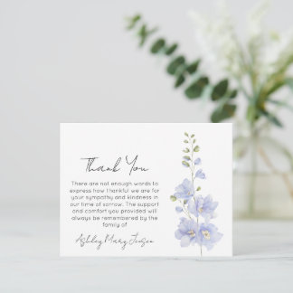 Remerciements Delphinium | Carte de remerciement pour deuil 