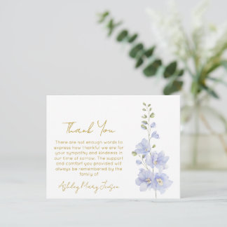 Remerciements Delphinium | Carte de remerciement pour deuil 