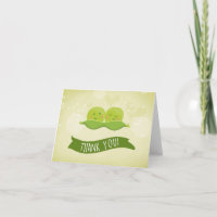 Deux pois dans un Baby shower Carte de remerciemen