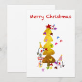 Remerciements Doodle Robins Golden Tree Carte de Noël (Devant / Derrière)