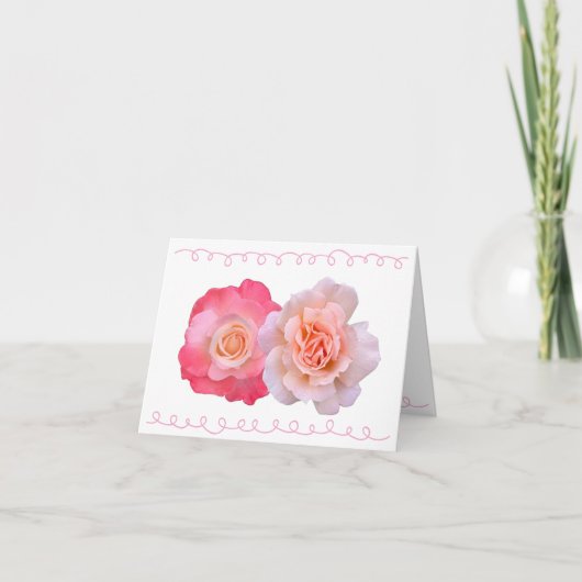 Remerciements Double Bloom – Carte de note Rose (Devant)