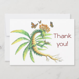 Remerciements Dragon de Milkweed et monarques - carte de