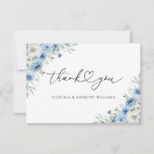 Remerciements Dusty Blue Ivory Fête des mariées plat Carte de re (Devant)