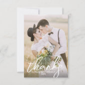 Remerciements Écriture manuelle Script 2 Mariage photo Carte de  (Devant)