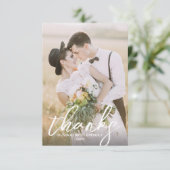 Remerciements Écriture manuelle Script 2 Mariage photo Carte de  (Debout devant)