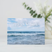 Remerciements Elégant Blue Waves Photographie Carte de remerciem (Debout devant)