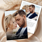 Remerciements Elegant Chic Script 2 Mariage photo Carte de remer