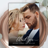 Remerciements Elegant Chic Script 2 Mariage photo Carte de remer