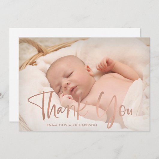 Remerciements | Élégant Faire-part de naissance ph (Devant / Derrière)