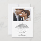 Remerciements Élégant Mariage de script 2-Photo Carte de remerci (Dos)