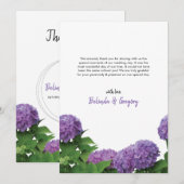 Remerciements Élégant Mariage Hydrangea violet Carte de remercie (Devant / Derrière)