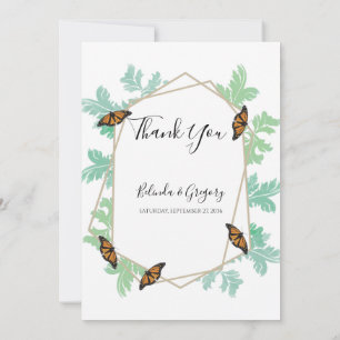 Remerciements Elégant Monarch Butterfly Mariage Carte de remerci