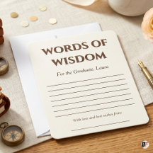 Élégant Nom Personnalisé Mots de Sagesse Carte de