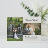 Remerciements Élégant Script 2 Mariage photo Carte de remercieme (Debout devant)