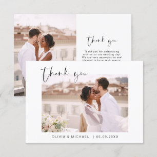 Remerciements Élégant script Mariage photo Carte de remerciement