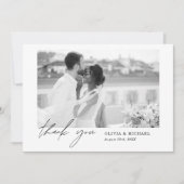 Remerciements Élégant script Mariage photo Carte de remerciement (Devant)