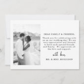 Remerciements Élégant script Mariage photo Carte de remerciement (Dos)