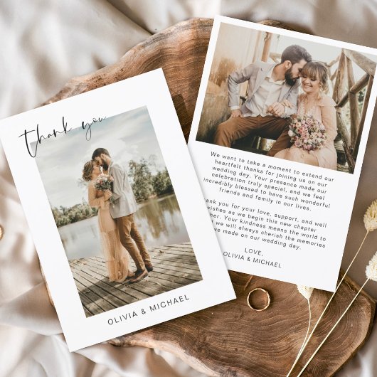 Remerciements Élégant script Mariage photo Carte de remerciement