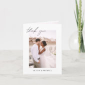 Remerciements Élégant script Mariage photo Carte de remerciement (Devant)