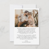 Remerciements Élégant script Mariage photo Carte de remerciement (Dos)