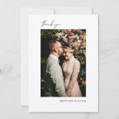 Remerciements Élégant script noir blanc Mariage Carte de remerci (Devant)