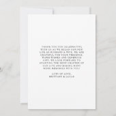 Remerciements Élégant script noir blanc Mariage Carte de remerci (Dos)