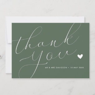 Remerciements élégant script sauge vert mariage carte de remerci