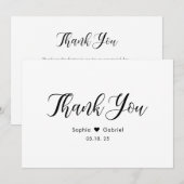 Remerciements Élégant Script Simple Heart Mariage Carte de remer (Devant / Derrière)