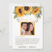 Remerciements Élégant Script Sunflower Wedding Carte de remercie (Devant)