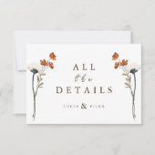 Remerciements Élégante carte de détail du Mariage Fleur sauvage  (Devant)