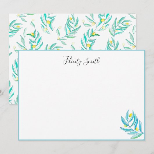 Remerciements Élégante carte de notes en citron végétal moderne (Devant / Derrière)