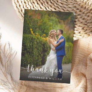 Remerciements Élégante carte de remerciement de mariage avec pho