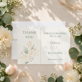 Remerciements Élégante carte de remerciement de mariage botaniqu