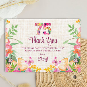 Remerciements Élégante carte de remerciement florale pour 75e an