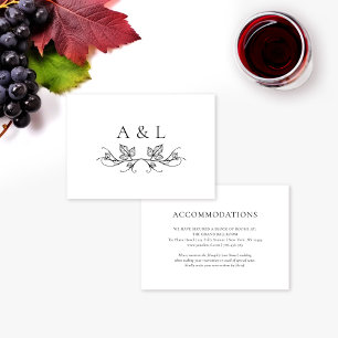 Remerciements Elégante carte d'hébergement Monogramme de mariage