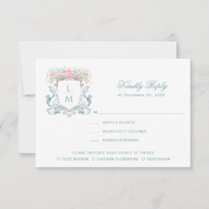 Remerciements Élégante crête avec carte de réponse RSVP Rose