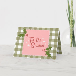 Remerciements en vichy Carte de Noël de la saison avec Holly