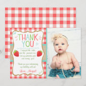 Remerciements Été d'anniversaire de fraise de carte de (Devant / Derrière)