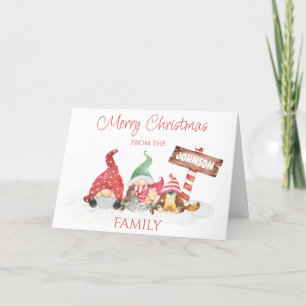 Remerciements Famille Gnome avec nouveau-né Baby Chien Carte de