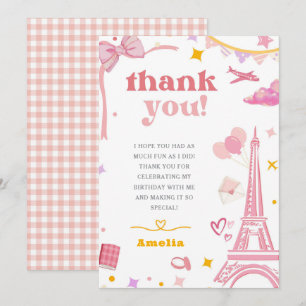 Remerciements Fancy Tour Eiffel rose Paris Carte de remerciement