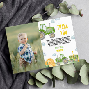 Remerciements Ferme de tracteurs verts Anniversaire Carte de rem
