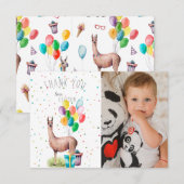 Remerciements Fête d'anniversaire de Llama | Carte de remercieme (Devant / Derrière)