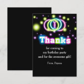 Remerciements Fête d'anniversaire luisant Neon Lumières Carte de (Devant / Derrière)